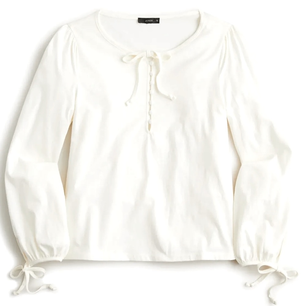 JCREW Broken-in Jersey Button-Front Top NWT Size Large Ivory